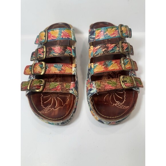 Spring Step Shoes - Spring Step L'Artiste Dandi Floral Tie Dye Sandals Size 40 US 9 Slip On EUC